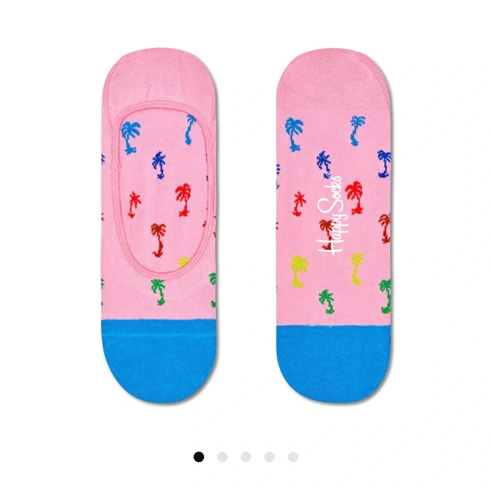 NWT Happy Socks Pink Palm Liner Socks